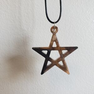 Handmade Burnt Orange Epoxy Resin Pentagram - 18"